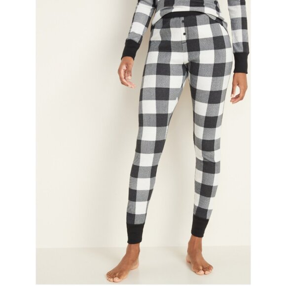 Old Navy waffle pajama PJ leggings buffalo plaid size small tall - Picture 1 of 11